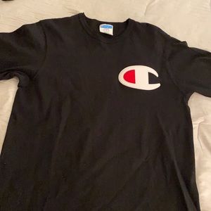 Two large men’s champion t shirts black and white
